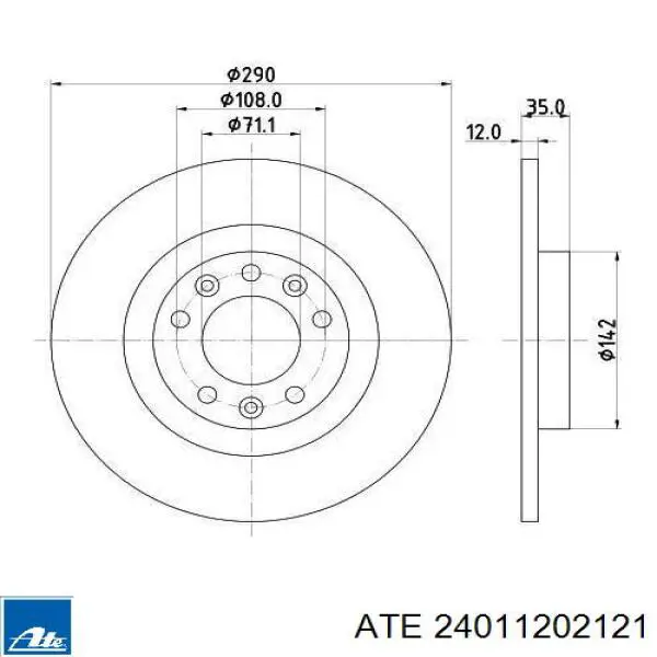 24011202121 ATE диск гальмівний задній