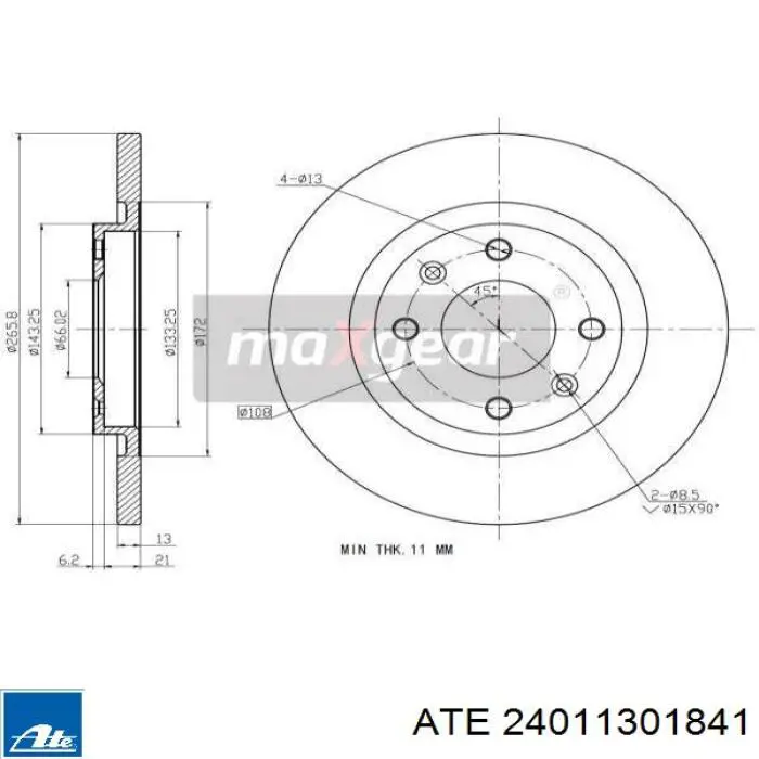 Диск переднього гальма ATE 24011301841 ціна, від 29.20 USD