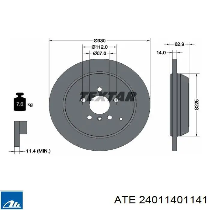 Задні дискові гальма ATE 24011401141 ціна, від 64.16 USD
