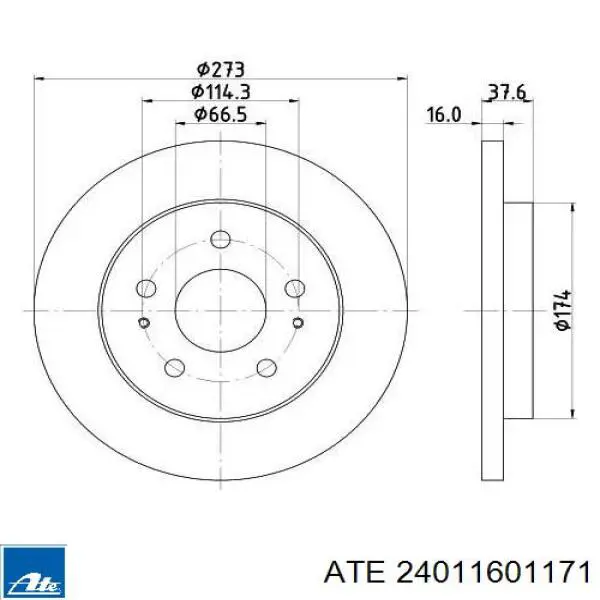 Диск гальмівний передній 24011601171 ATE