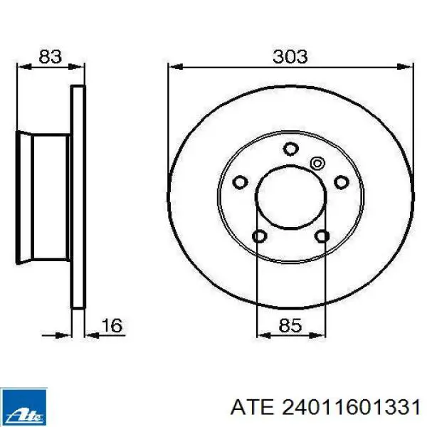 Диск переднього гальма ATE 24011601331 ціна, від 52.03 USD