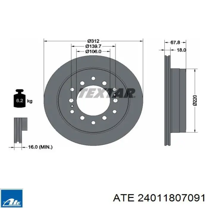 Задні дискові гальма ATE 24011807091 ціна, від 63.27 USD