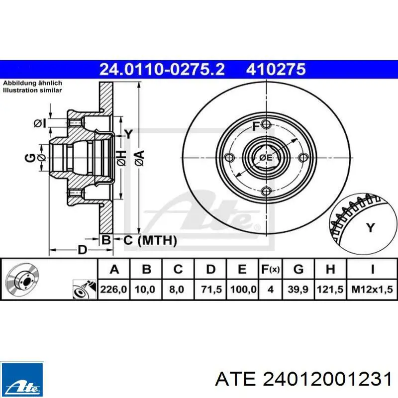Диск переднього гальма ATE 24012001231 ціна, від 22.03 USD