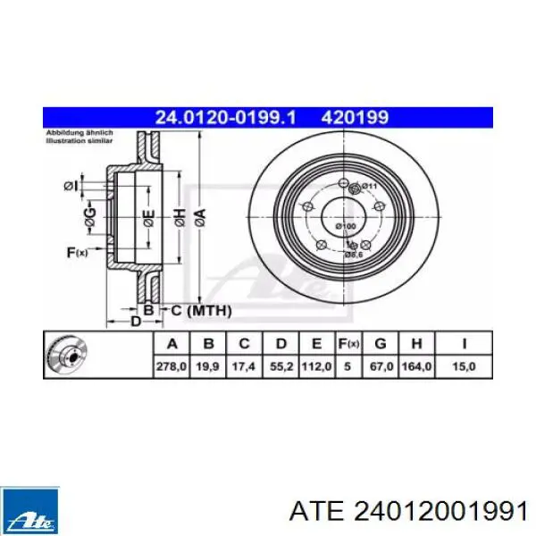 Задні дискові гальма ATE 24012001991 ціна, від 25.71 USD
