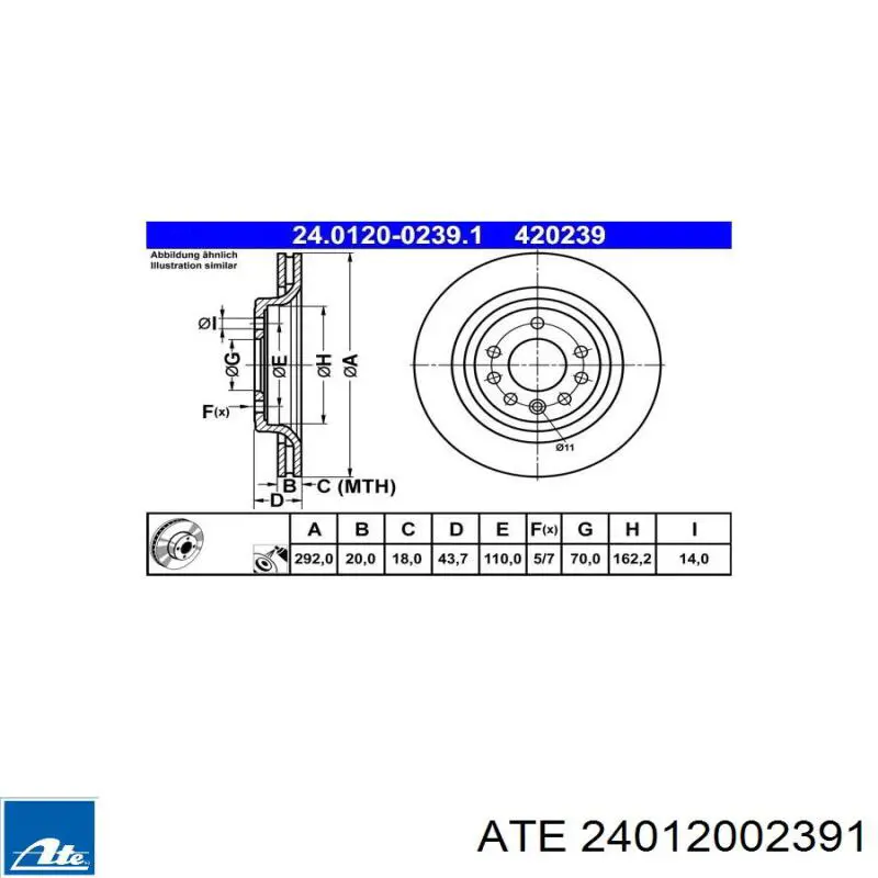 Диск гальмівний задній 24012002391 ATE