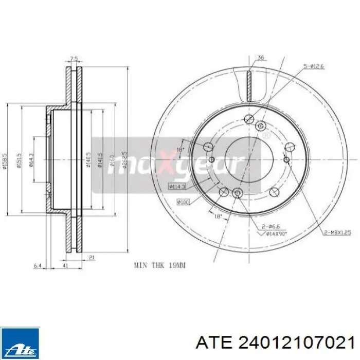 Диск переднього гальма ATE 24012107021 ціна, від 39.77 USD