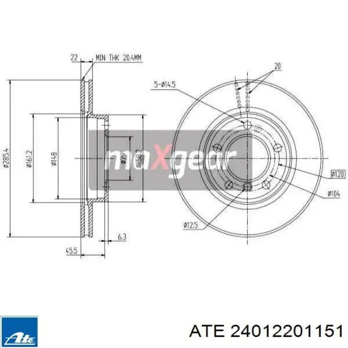 Диск переднього гальма ATE 24012201151 ціна, від 43.85 USD