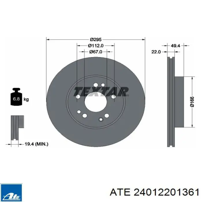 24012201361 ATE диск гальмівний передній