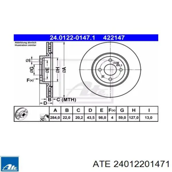 24012201471 ATE диск гальмівний передній