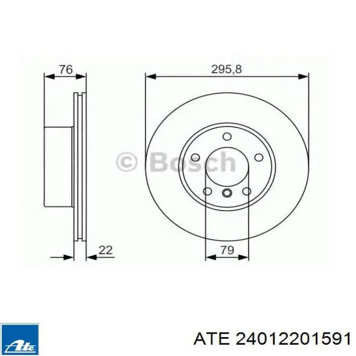 Диск переднього гальма ATE 24012201591 ціна, від 56.16 USD