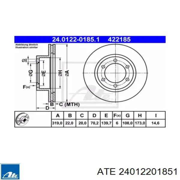 24012201851 ATE диск гальмівний передній