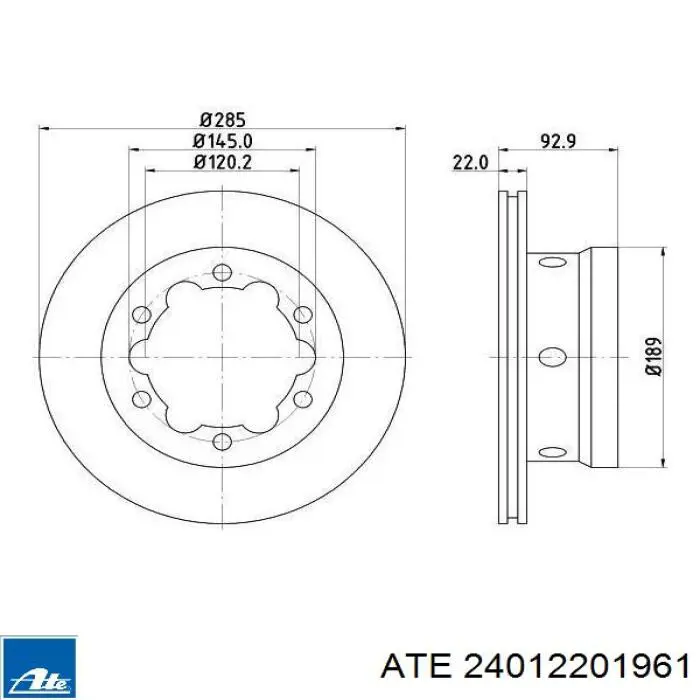 Диск гальмівний задній 24012201961 ATE