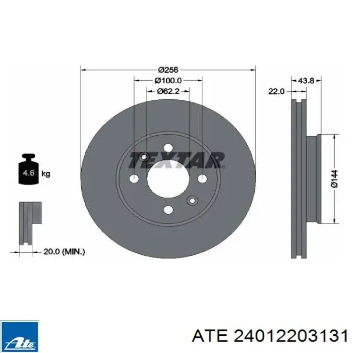 Диск гальмівний передній 24012203131 ATE