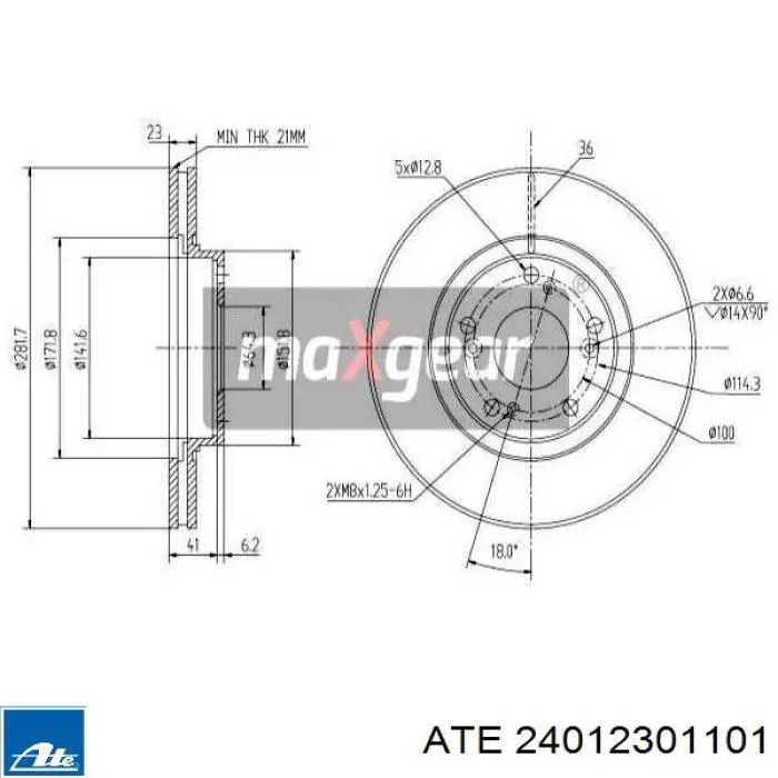 Диск переднього гальма ATE 24012301101 ціна, від 57.61 USD