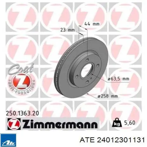 Диск переднього гальма ATE 24012301131 ціна, від 52.85 USD