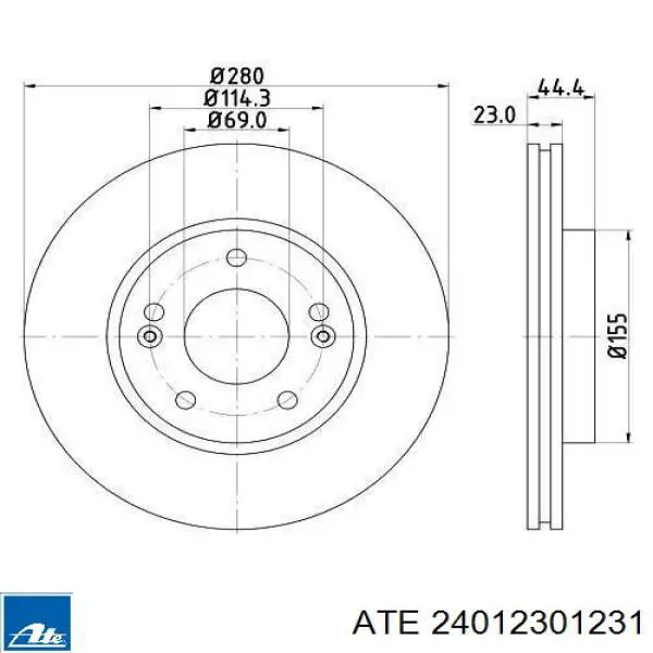 Диск переднього гальма ATE 24012301231 ціна, від 38.65 USD