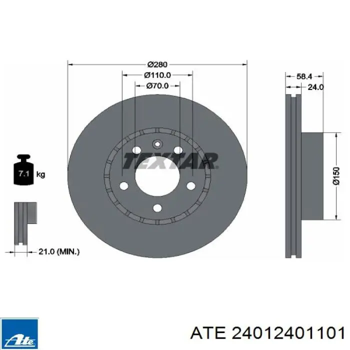 Диск гальмівний передній 24012401101 ATE