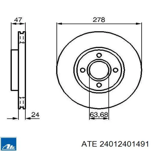 Диск переднього гальма ATE 24012401491 ціна, від 37.86 USD