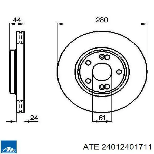 Диск гальмівний передній ATE 24012401711