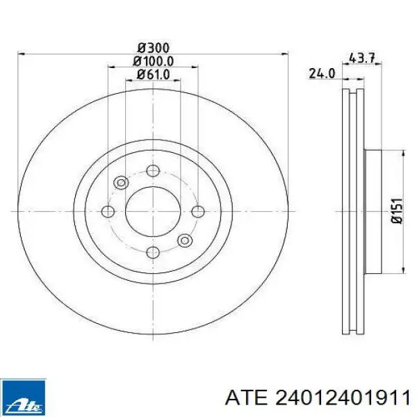 Диск переднього гальма ATE 24012401911 ціна, від 52.69 USD
