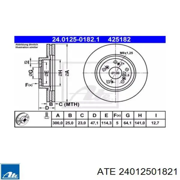 24012501821 ATE диск гальмівний передній