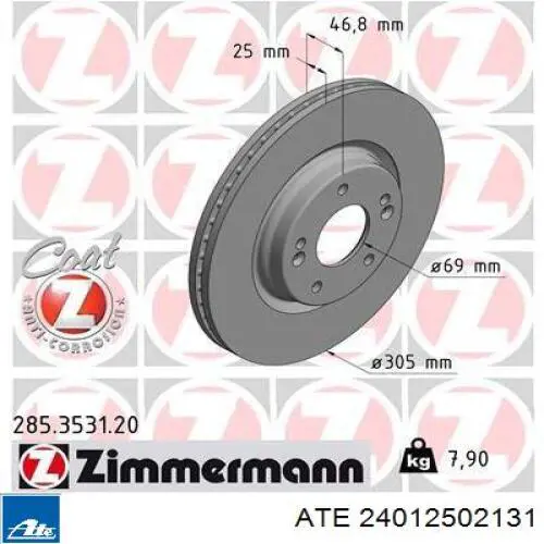 Диск переднього гальма ATE 24012502131 ціна, від 86.30 USD