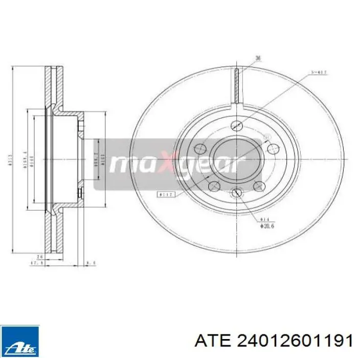 Диск переднього гальма ATE 24012601191 ціна, від 56.49 USD