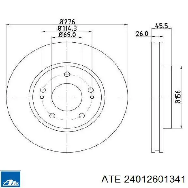 Диск гальмівний передній ATE 24012601341