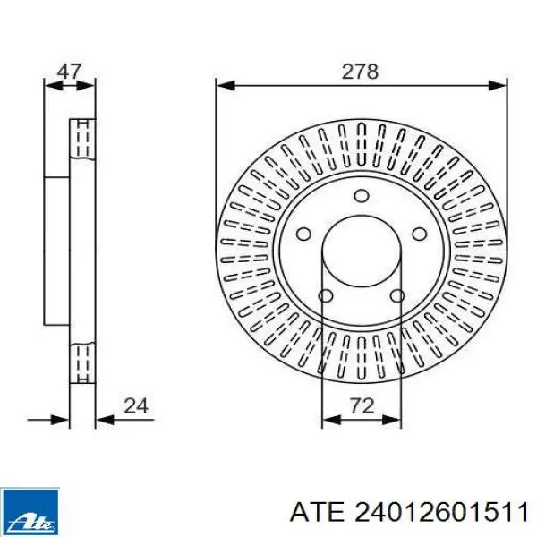 Диск переднього гальма ATE 24012601511 ціна, від 69.44 USD