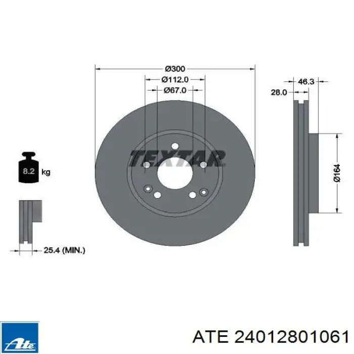 Диск переднього гальма ATE 24012801061 ціна, від 66.52 USD