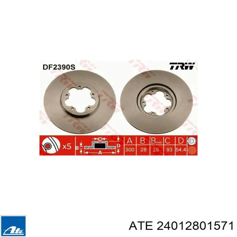 Диск переднього гальма ATE 24012801571 ціна, від 50.75 USD