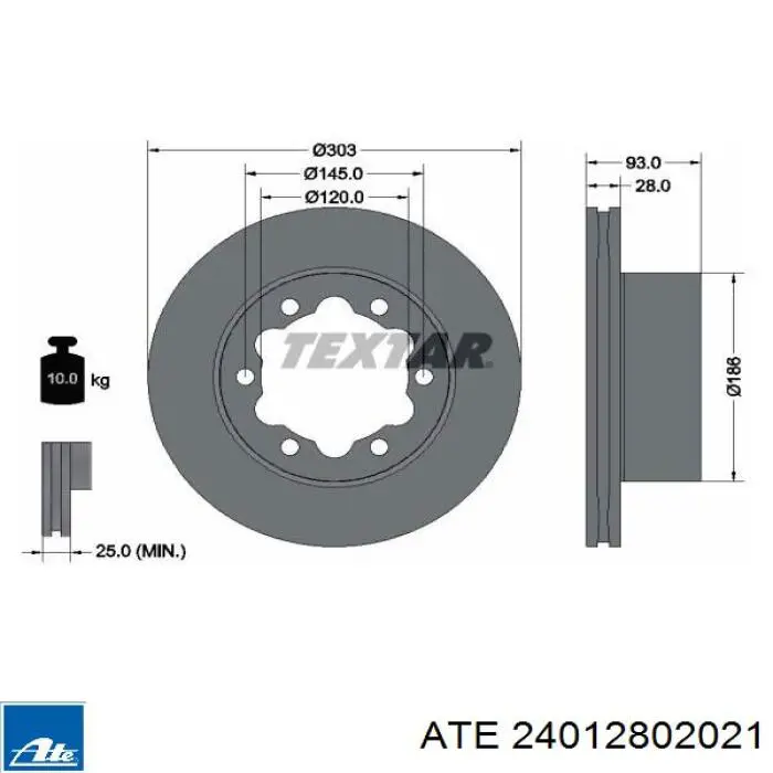 24012802021 ATE диск гальмівний задній