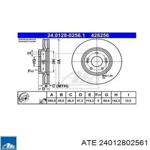 Диск переднього гальма ATE 24012802561 ціна, від 49.28 USD
