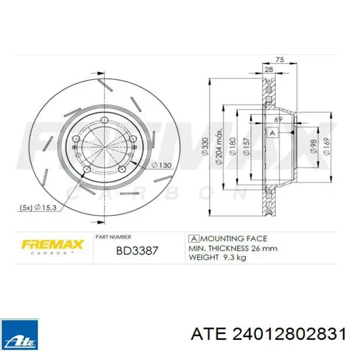 Задні дискові гальма ATE 24012802831 ціна, від 134.47 USD
