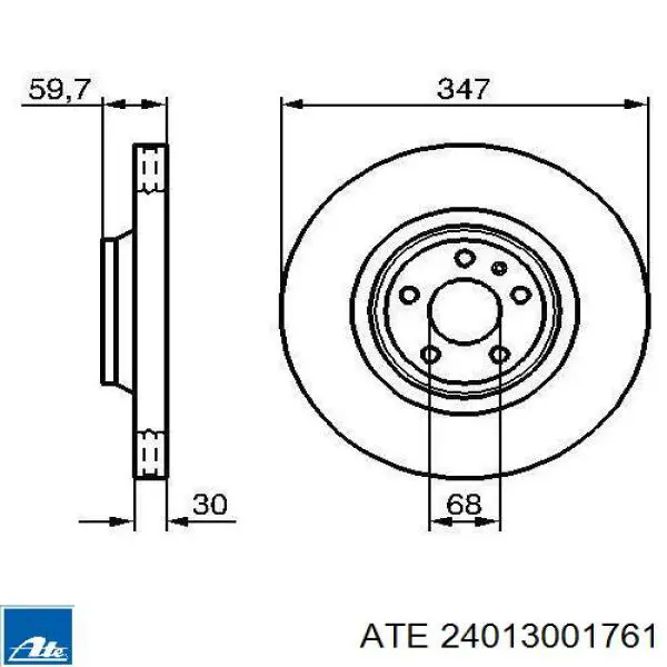 Диск переднього гальма ATE 24013001761 ціна, від 117.48 USD