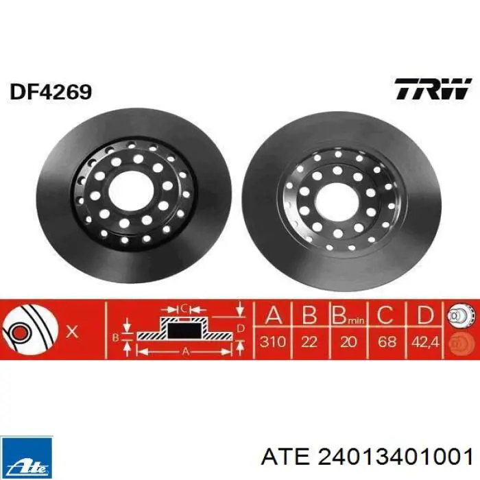 Диск переднього гальма ATE 24013401001 ціна, від 145.22 USD