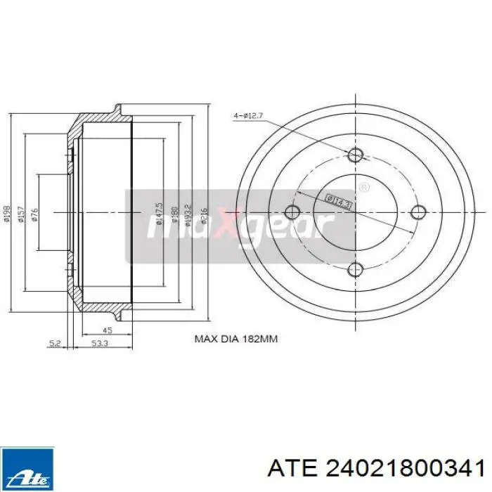 Барабан гальмівний задній 24021800341 ATE