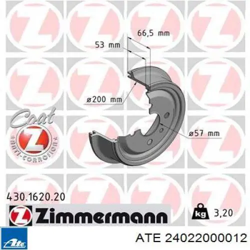 Барабан гальмівний задній ATE 24022000012 ціна, від 20.05 USD