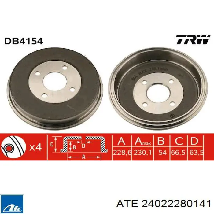 Барабан гальмівний задній 24022280141 ATE