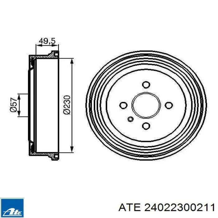 Барабан гальмівний задній 24022300211 ATE