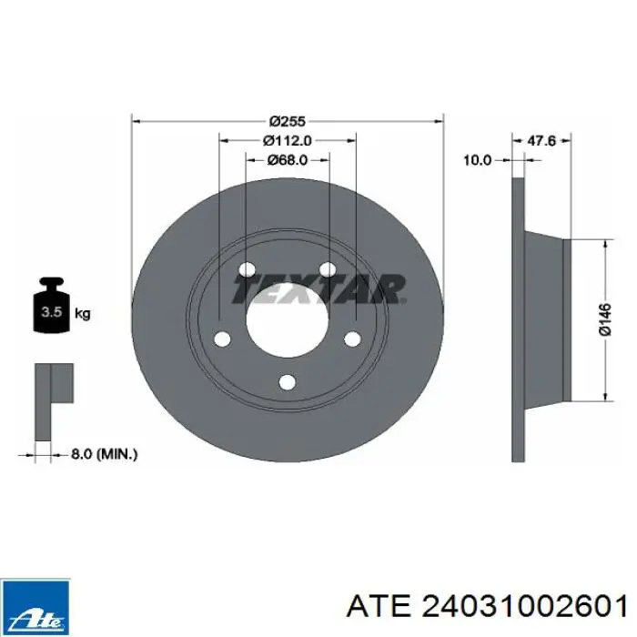 Задні дискові гальма ATE 24031002601 ціна, від 28.02 USD