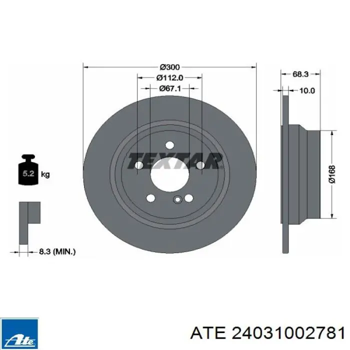 Задні дискові гальма ATE 24031002781 ціна, від 36.63 USD