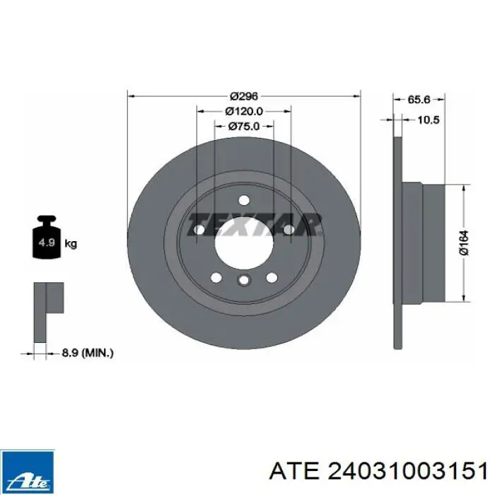 Задні дискові гальма ATE 24031003151 ціна, від 39.15 USD
