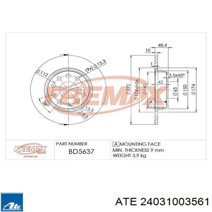 24031003561 ATE Дискові гальма
