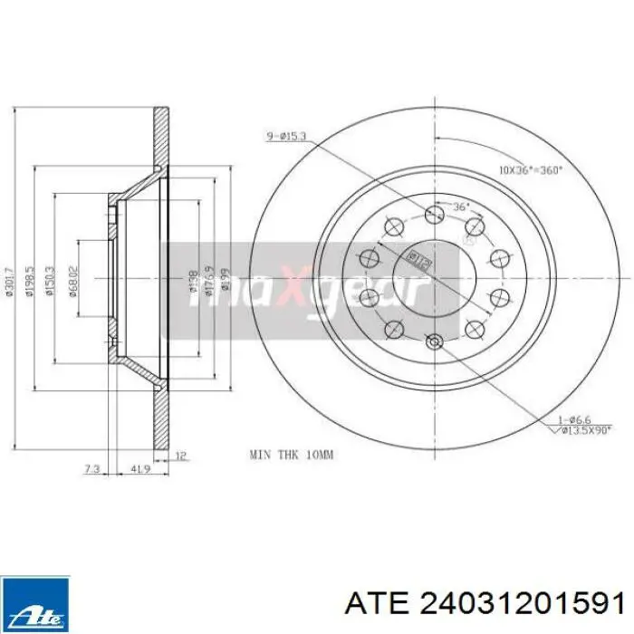 Задні дискові гальма ATE 24031201591 ціна, від 40.52 USD