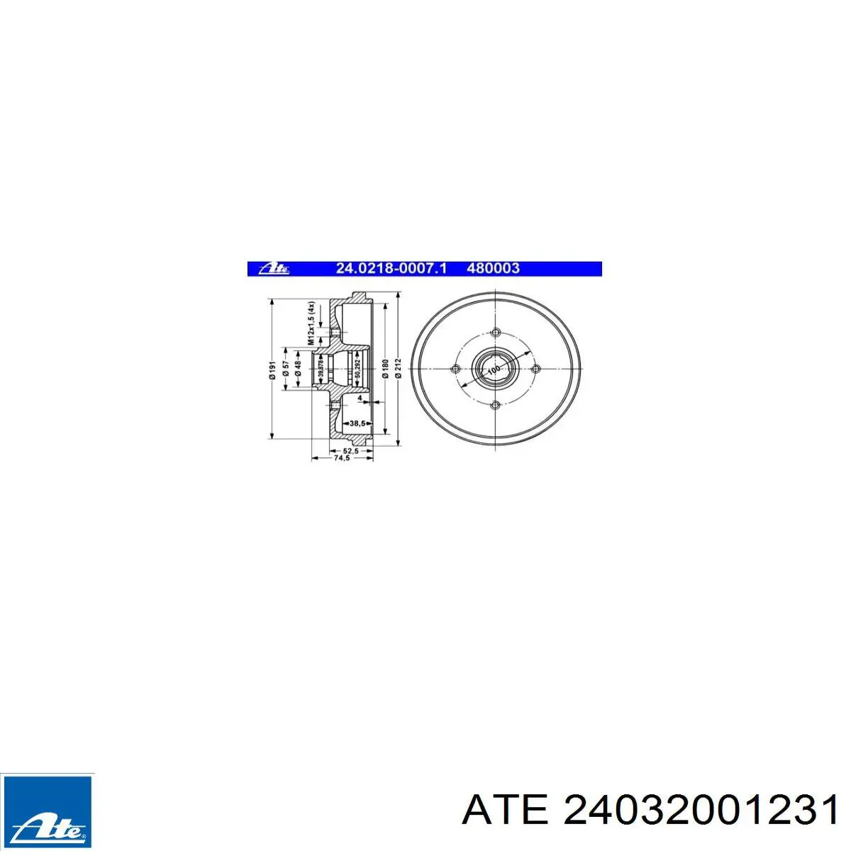 Диск переднього гальма ATE 24032001231 ціна, від 22.27 USD