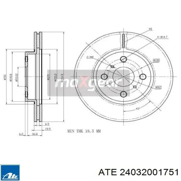 Диск переднього гальма ATE 24032001751 ціна, від 29.15 USD