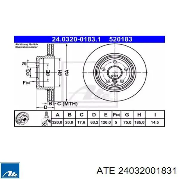 Задні дискові гальма ATE 24032001831 ціна, від 59.51 USD
