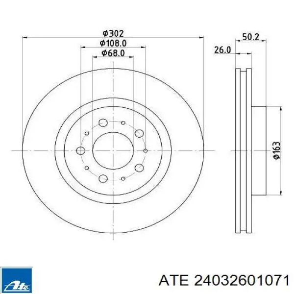 Диск переднього гальма ATE 24032601071 ціна, від 35.26 USD