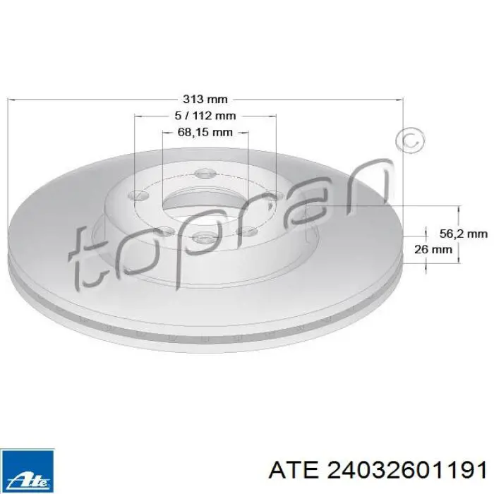 Диск переднього гальма ATE 24032601191 ціна, від 55.22 USD